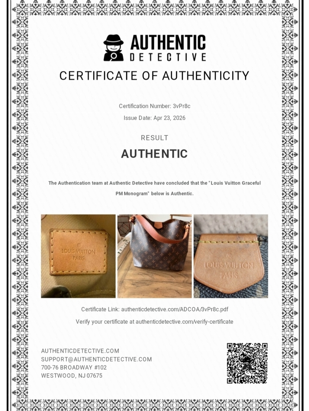 Authentic Louis Vuitton Graceful PM in Monogram Canvas With COA - Picture 8 of 8